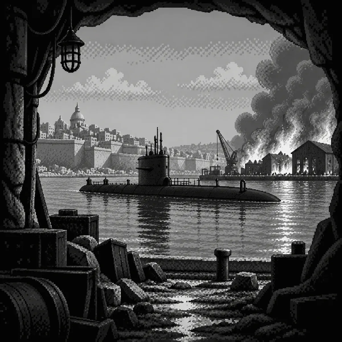 The harbour under attack